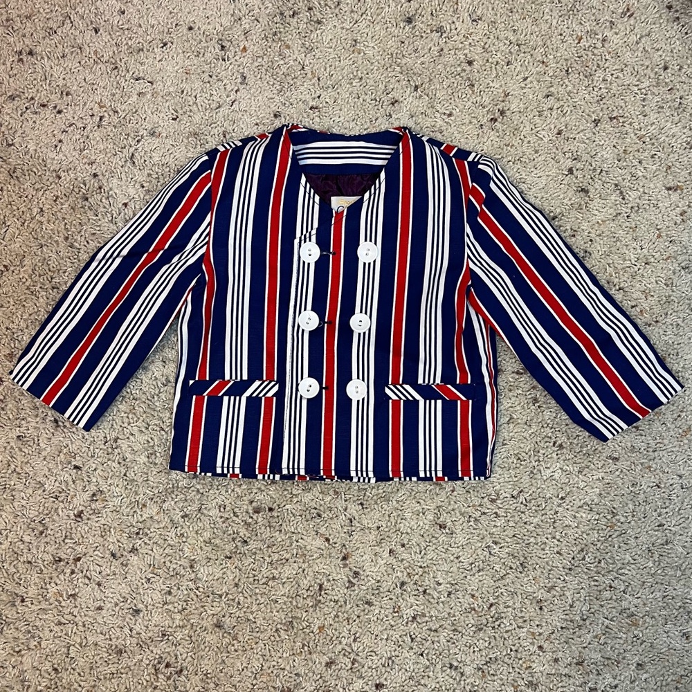 Vintage 2T Toddler Tailored Sport Suit Jacket Red White Blue Stripes 4th of July